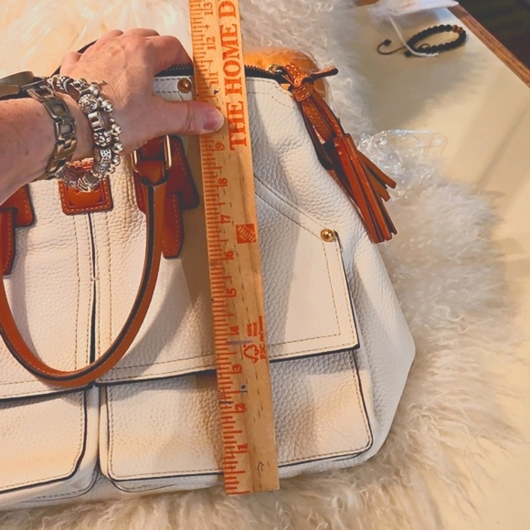 Dooney & Bourke  Florentine Clayton Tan and White Wth Tassels - Picture 12 of 15